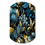 Gold And Blue Luxury Damask Serenade - Asymmetric Metal Wall Art