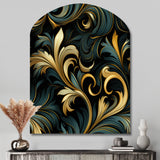 Gold And Blue Luxury Damask Symphony - Asymmetric Metal Wall Art