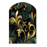 Gold And Blue Luxury Damask Symphony - Asymmetric Metal Wall Art