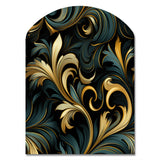 Gold And Blue Luxury Damask Symphony - Asymmetric Metal Wall Art