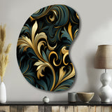 Gold And Blue Luxury Damask Symphony - Asymmetric Metal Wall Art