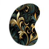 Gold And Blue Luxury Damask Symphony - Asymmetric Metal Wall Art