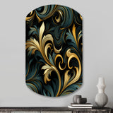 Gold And Blue Luxury Damask Symphony - Asymmetric Metal Wall Art