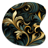 Gold And Blue Luxury Damask Symphony - Asymmetric Metal Wall Art