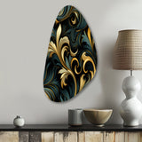 Gold And Blue Luxury Damask Symphony - Asymmetric Metal Wall Art