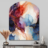 Red And Blue Celestial Radiance Marble Bliss - Asymmetric Metal Wall Art