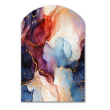 Red And Blue Celestial Radiance Marble Bliss - Asymmetric Metal Wall Art