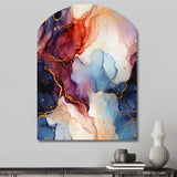 Red And Blue Celestial Radiance Marble Bliss - Asymmetric Metal Wall Art