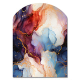 Red And Blue Celestial Radiance Marble Bliss - Asymmetric Metal Wall Art