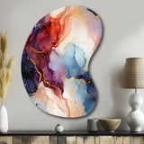 Red And Blue Celestial Radiance Marble Bliss - Asymmetric Metal Wall Art