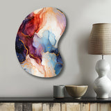 Red And Blue Celestial Radiance Marble Bliss - Asymmetric Metal Wall Art