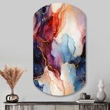 Red And Blue Celestial Radiance Marble Bliss - Asymmetric Metal Wall Art