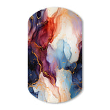 Red And Blue Celestial Radiance Marble Bliss - Asymmetric Metal Wall Art