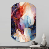 Red And Blue Celestial Radiance Marble Bliss - Asymmetric Metal Wall Art