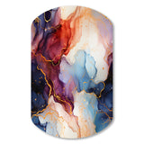 Red And Blue Celestial Radiance Marble Bliss - Asymmetric Metal Wall Art