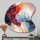 Red And Blue Celestial Radiance Marble Bliss - Asymmetric Metal Wall Art