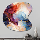 Red And Blue Celestial Radiance Marble Bliss - Asymmetric Metal Wall Art