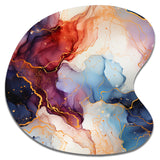 Red And Blue Celestial Radiance Marble Bliss - Asymmetric Metal Wall Art