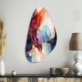 Red And Blue Celestial Radiance Marble Bliss - Asymmetric Metal Wall Art