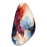 Red And Blue Celestial Radiance Marble Bliss - Asymmetric Metal Wall Art