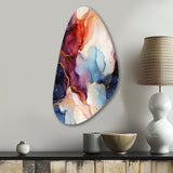 Red And Blue Celestial Radiance Marble Bliss - Asymmetric Metal Wall Art