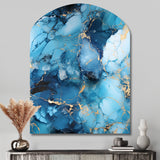 Coastal Blue Elegant Marble Shore - Asymmetric Metal Wall Art