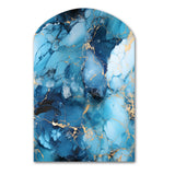 Coastal Blue Elegant Marble Shore - Asymmetric Metal Wall Art