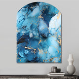 Coastal Blue Elegant Marble Shore - Asymmetric Metal Wall Art