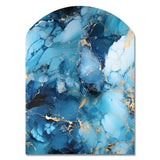 Coastal Blue Elegant Marble Shore - Asymmetric Metal Wall Art