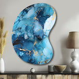 Coastal Blue Elegant Marble Shore - Asymmetric Metal Wall Art