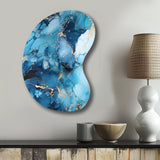 Coastal Blue Elegant Marble Shore - Asymmetric Metal Wall Art