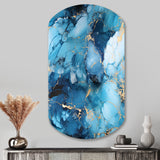 Coastal Blue Elegant Marble Shore - Asymmetric Metal Wall Art