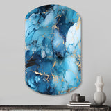 Coastal Blue Elegant Marble Shore - Asymmetric Metal Wall Art