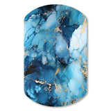 Coastal Blue Elegant Marble Shore - Asymmetric Metal Wall Art