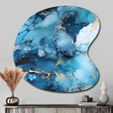 Coastal Blue Elegant Marble Shore - Asymmetric Metal Wall Art