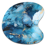 Coastal Blue Elegant Marble Shore - Asymmetric Metal Wall Art