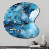 Coastal Blue Elegant Marble Shore - Asymmetric Metal Wall Art