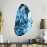 Coastal Blue Elegant Marble Shore - Asymmetric Metal Wall Art