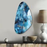 Coastal Blue Elegant Marble Shore - Asymmetric Metal Wall Art