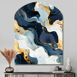 Blue And Red Marble  Elegance - Asymmetric Metal Wall Art