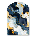 Blue And Red Marble  Elegance - Asymmetric Metal Wall Art