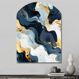 Blue And Red Marble  Elegance - Asymmetric Metal Wall Art