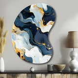 Blue And Red Marble  Elegance - Asymmetric Metal Wall Art