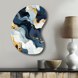 Blue And Red Marble  Elegance - Asymmetric Metal Wall Art