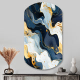 Blue And Red Marble  Elegance - Asymmetric Metal Wall Art