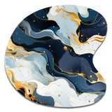 Blue And Red Marble  Elegance - Asymmetric Metal Wall Art