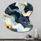 Blue And Red Marble  Elegance - Asymmetric Metal Wall Art