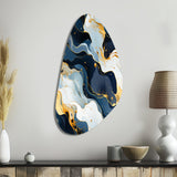 Blue And Red Marble  Elegance - Asymmetric Metal Wall Art