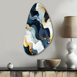 Blue And Red Marble  Elegance - Asymmetric Metal Wall Art