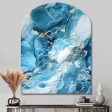 Blue White Oceanic Allure Marble Pattern - Asymmetric Metal Wall Art